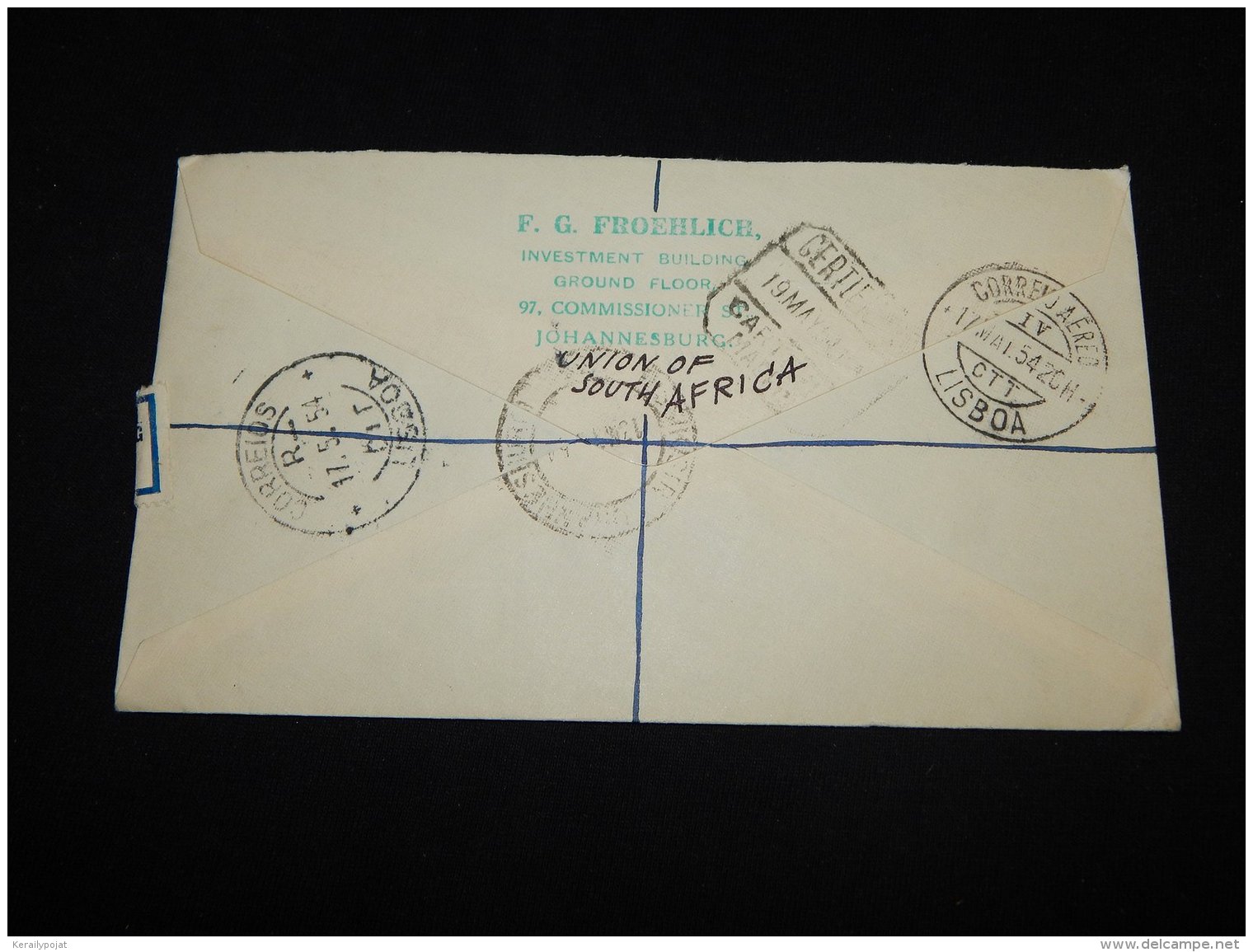 South Africa 1954 Johannesburg Registered Air Mail Cover To Spain__(L-14048) - Aéreo