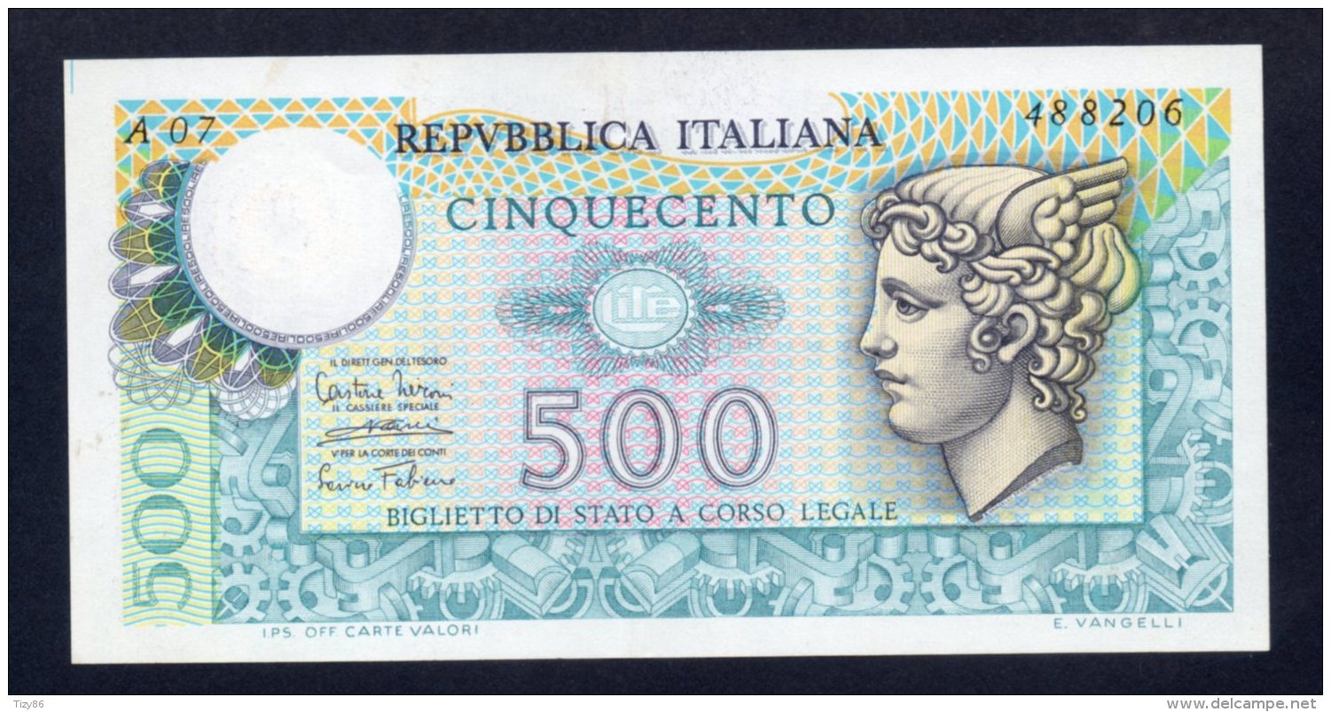 500 Lire Mercurio Serie A 07 - 14/02/74 (quasi FDS/UNC) - 500 Lire