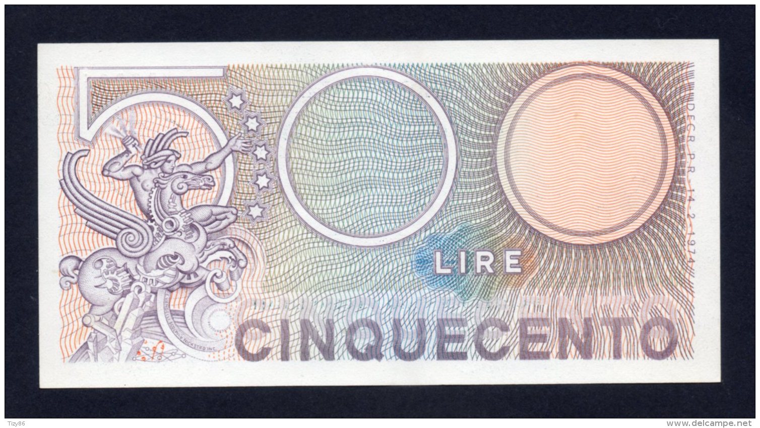 500 Lire Mercurio Serie A 07 - 14/02/74 (quasi FDS/UNC) - 500 Lire