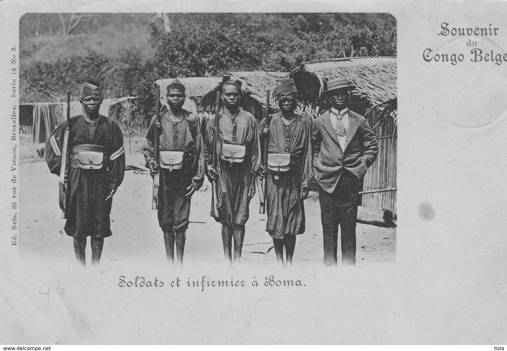 Souvenir Du Congo Belge.Soldats Et Infirmiers à Boma - Congo Belge