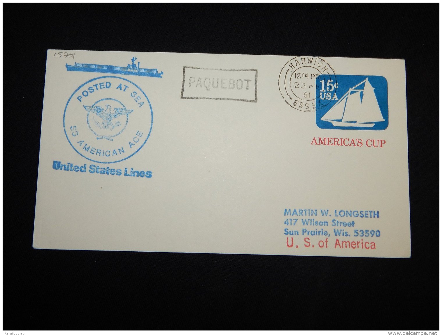 USA 1981 Harwich SS American Ace Paquebot Cover__(L-15701) - Covers & Documents