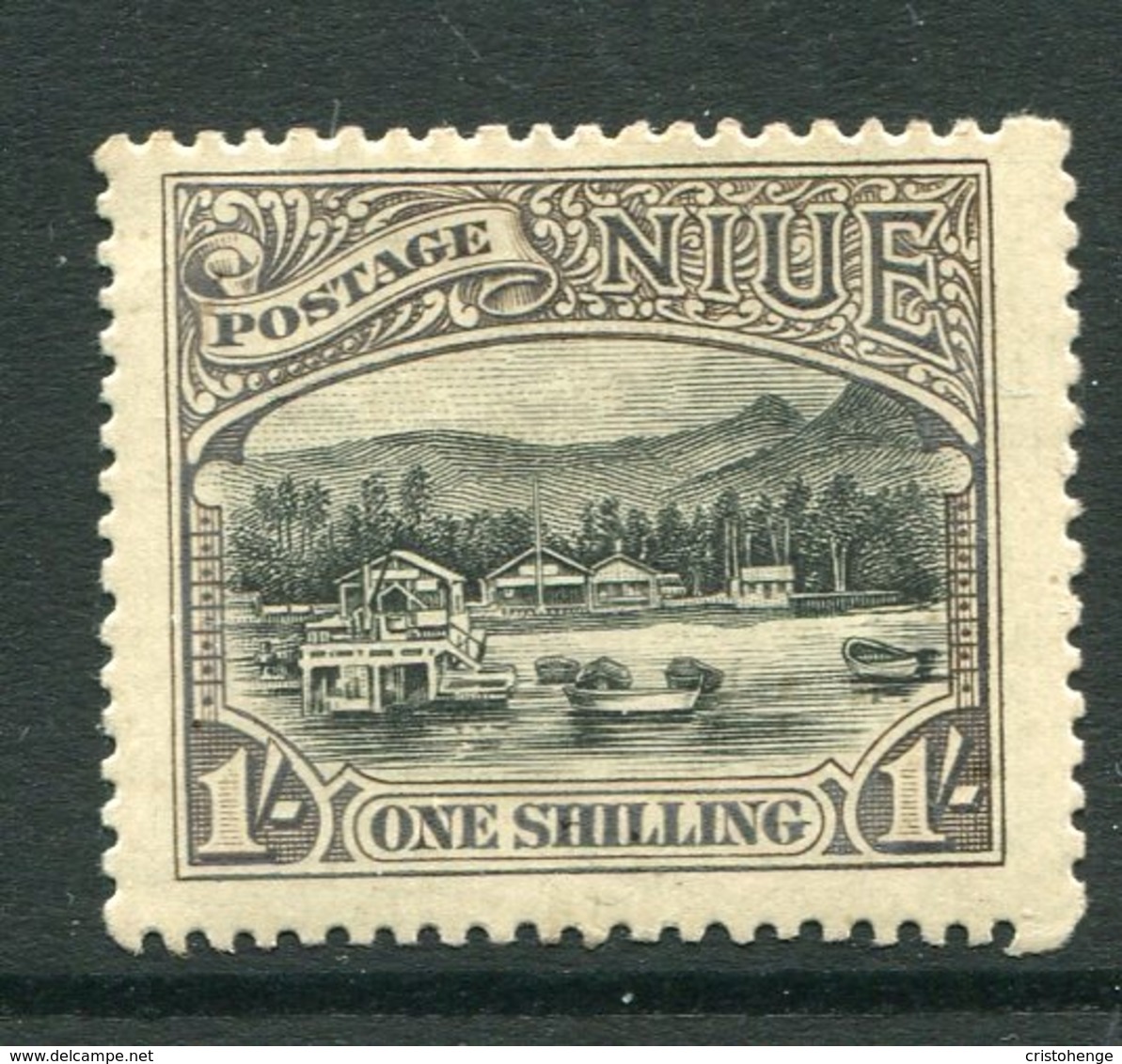 Niue 1920 Pictorials - No Wmk. - 1/- Avarua Harbour HM (SG 43) - Niue