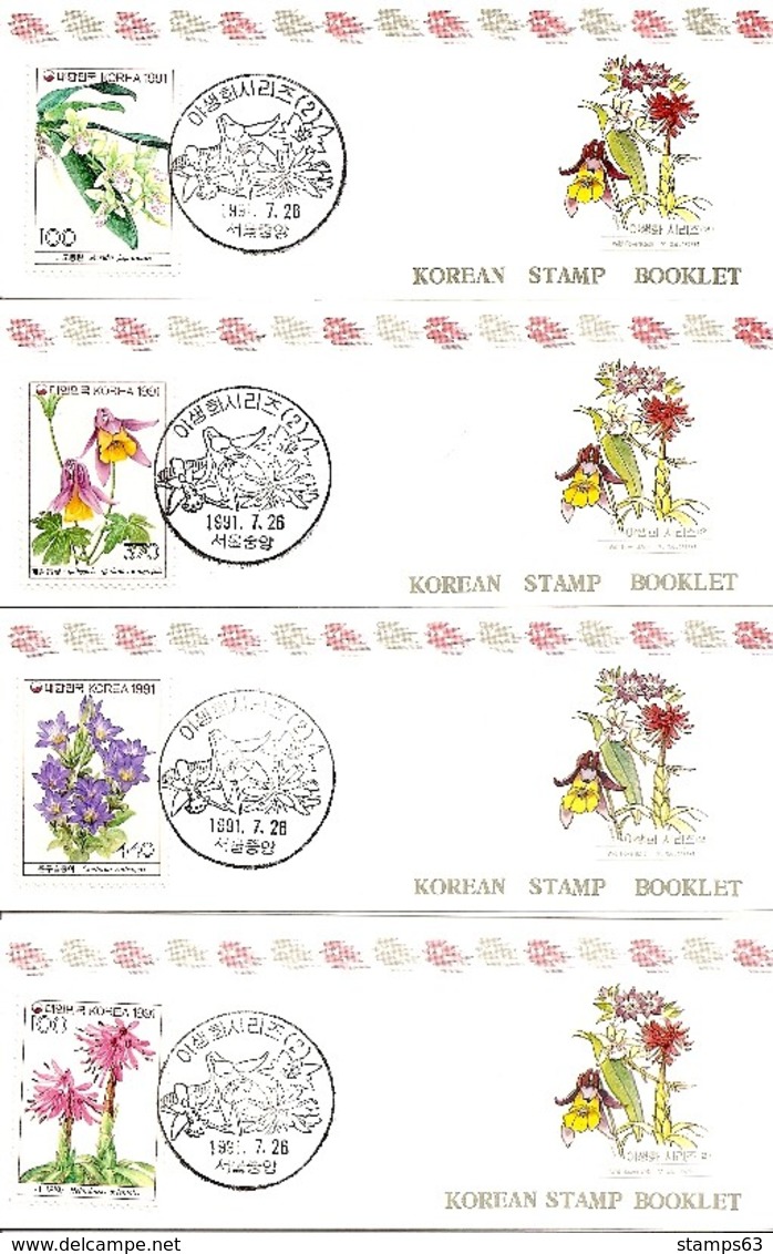 KOREA SOUTH, 1991, Booklet Philatelic Center 70/73, Wildflowers - Korea, South