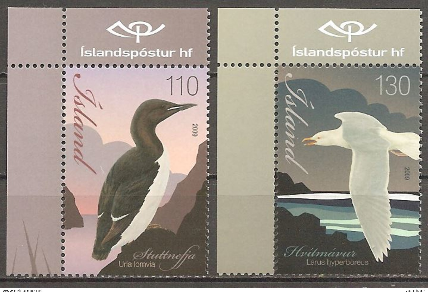 Island Iceland Islande 2009 Birds Vögel Michel No. 1252-53 Mint Postfrisch Neuf MNH ** - Unused Stamps