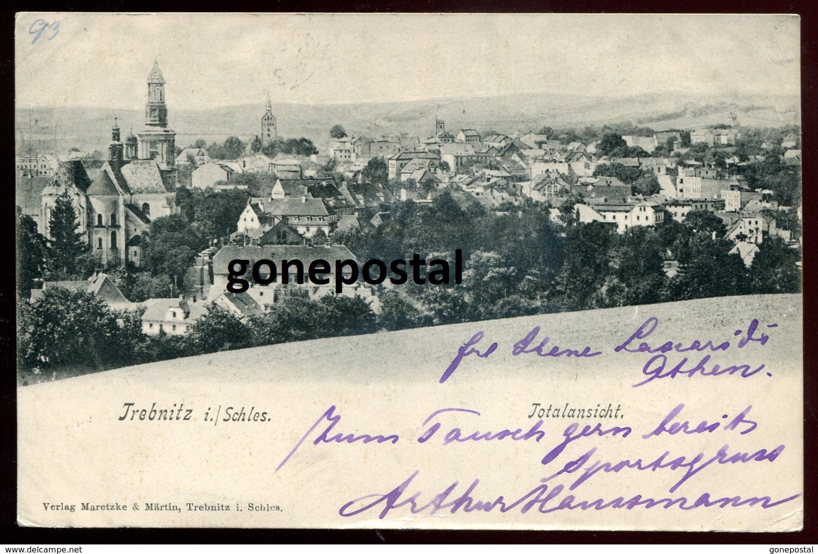 1393 - GERMANY Trebnitz/ POLAND Trzebnica 1904 Totalansicht. Bahnpost - Schlesien
