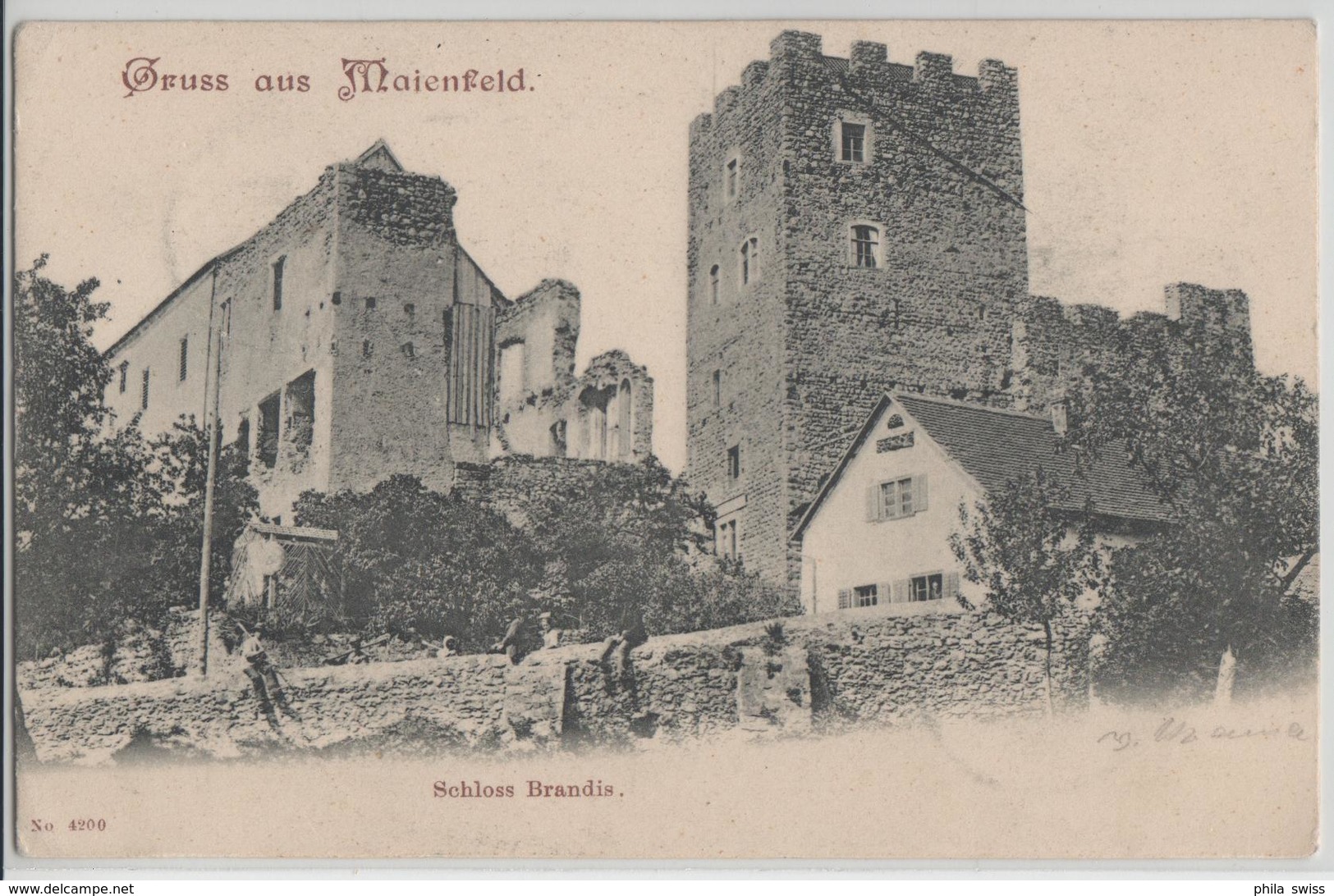 Gruss Aus Maienfeld - Schloss Brandis, Animee - Rasierklingen-Stempel - Autres & Non Classés