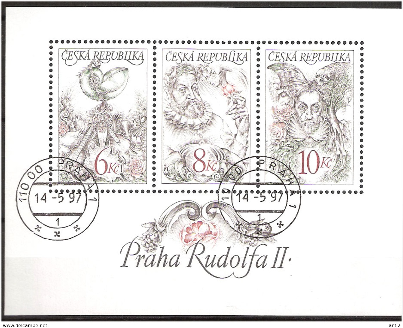 Czech Republic 1997 Emperor Rudolf II , Mi Bloc 4 Cancelled(o) - Gebraucht