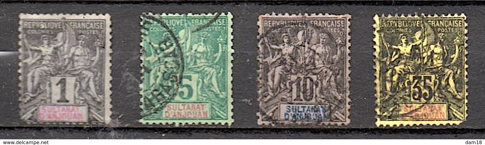 ANJOUAN N° 1  4  5 Et 17 (YT) VALEUR 26,85 € PHOTOS R/V - Used Stamps