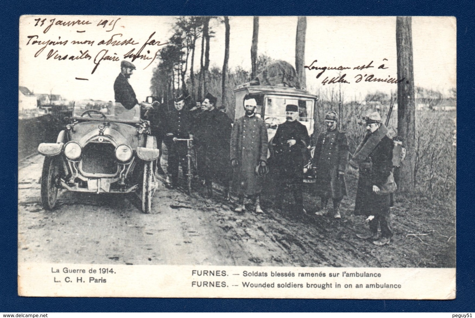 Furnes. Soldats Blessés Ramenés Sur L'ambulance. Franchise 5è Regiment Du Génie -24è Compagnie. 1915 - Veurne