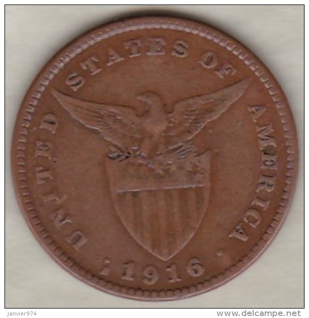 Philippines. U.S. A. Administration. 1 Centavo 1916 S San Francisco.  Bronze .KM# 163 - Filippine