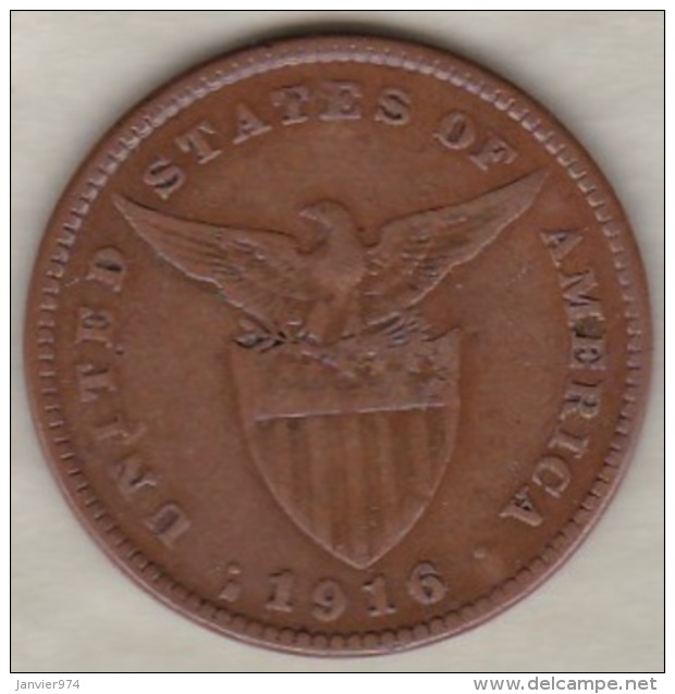 Philippines. U.S. A. Administration. 1 Centavo 1916 S San Francisco.  Bronze .KM# 163 - Philippinen