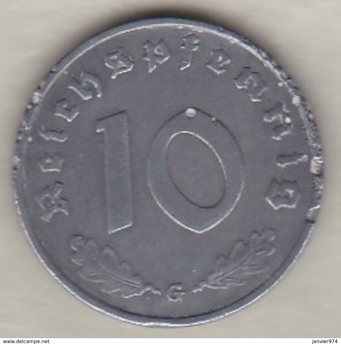 10 Reichspfennig 1940 G (KARLSRUHE)  . Zinc - 10 Reichspfennig