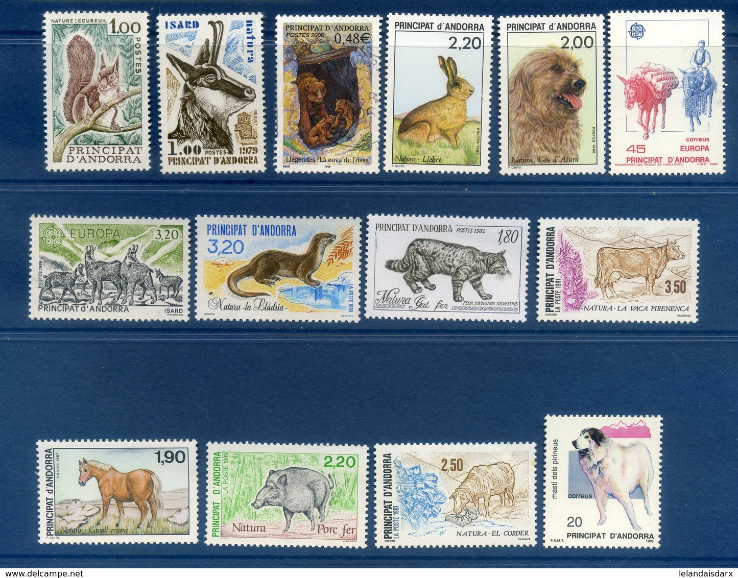 - Etat : **  Andorra  14 Timbres Ecureuil Lievre Bouquetin Chien Ane Vache Cheval Sanglier Mouton    CL Animaux 123 - Other & Unclassified