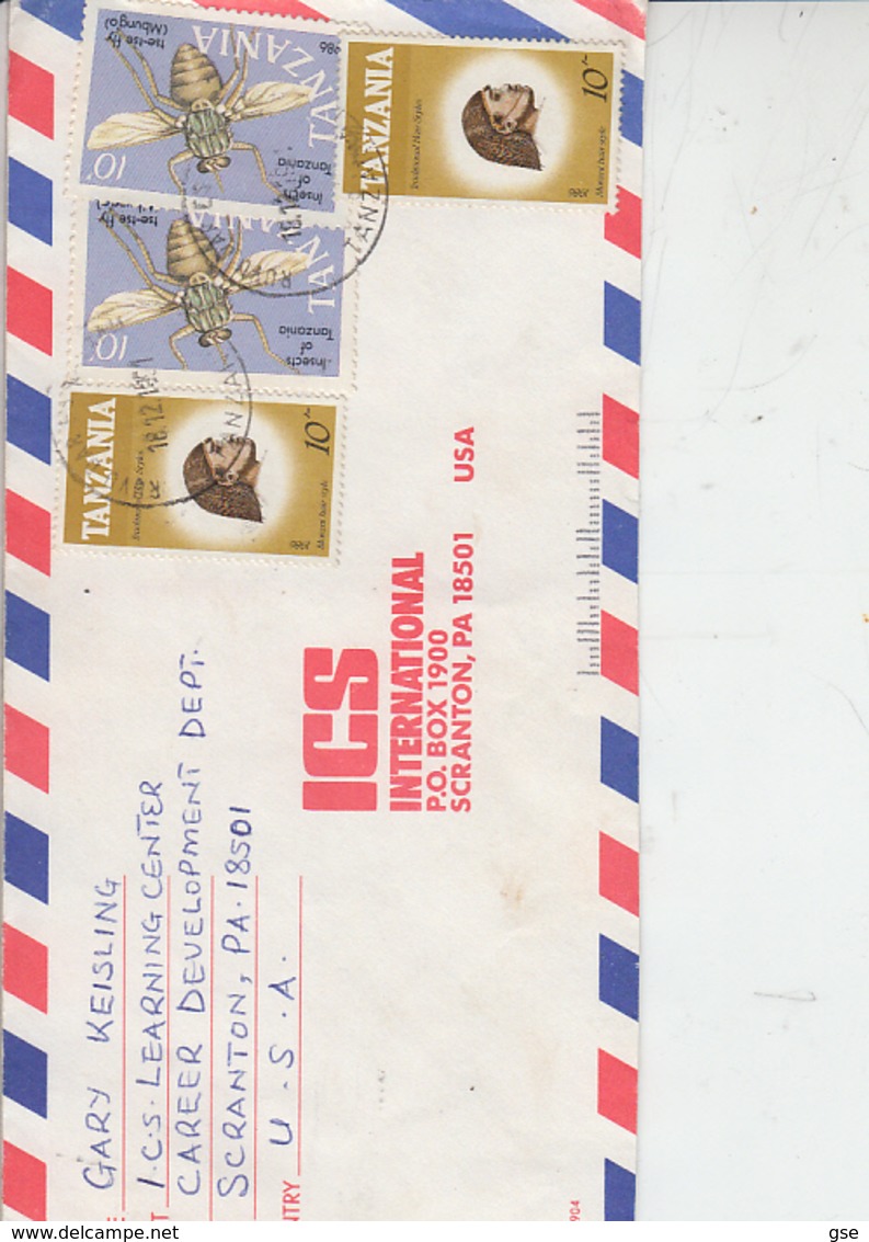 TANZANIA  1991 - Yvert 315-323  - Lettera Per U.S.A.- Insetti - Mosca Tse-tse - Tanzania (1964-...)