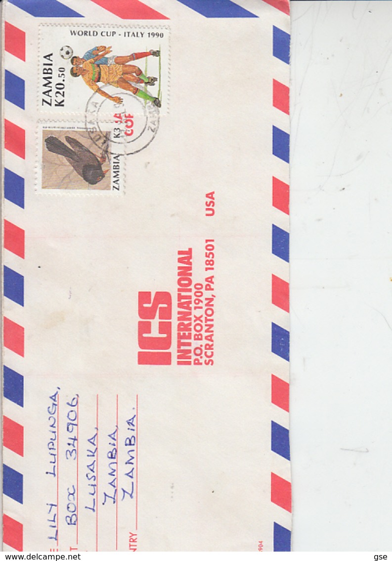 ZAMBIA  1990 - Yvert 505-533  - Lettera Per U.S.A.-sport Calcio - Uccelli - Zambia (1965-...)