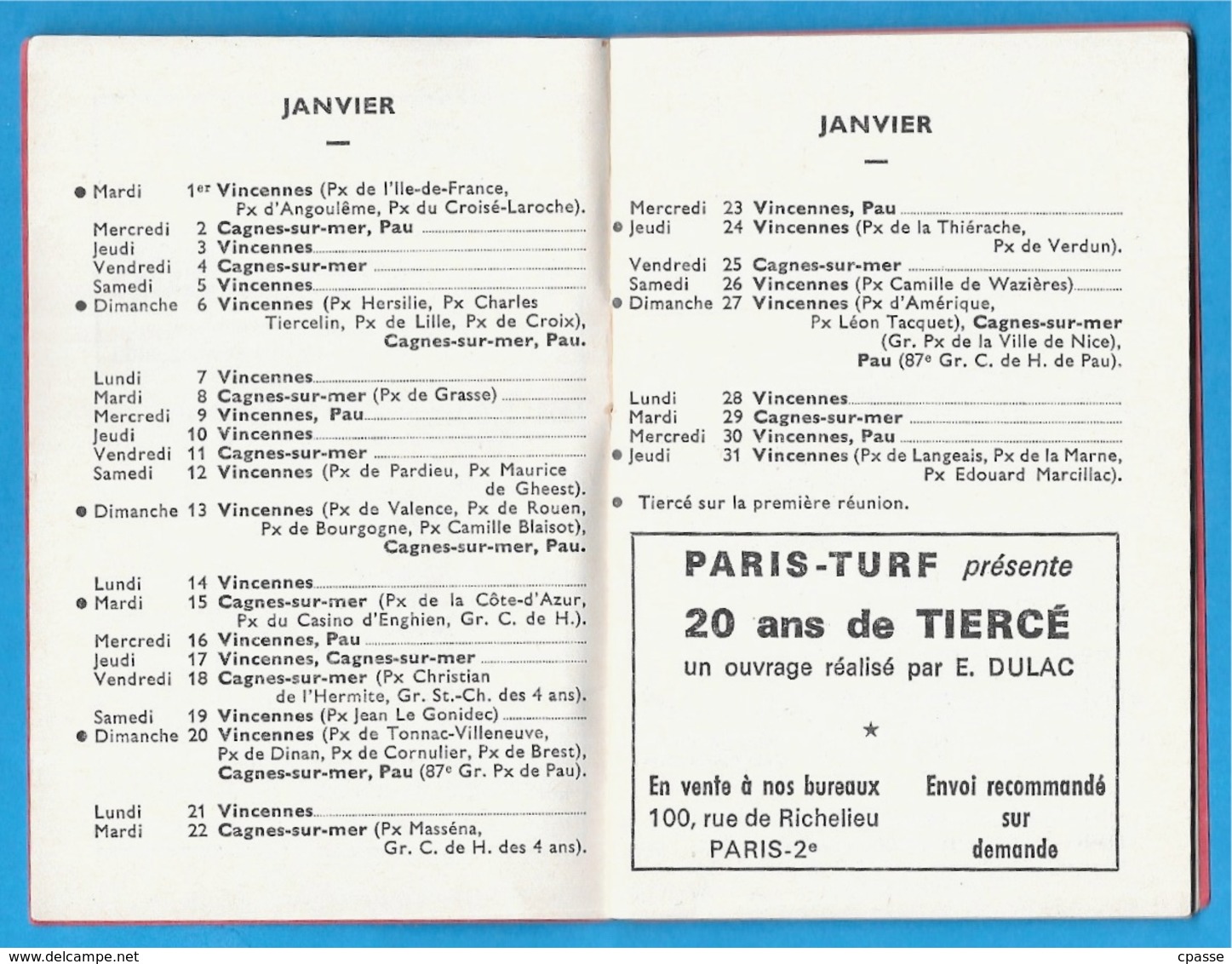 Sport Equitation Calendrier Des Courses 1974 " PARIS-TURF " *** Hippique Hippisme Cheval Tiercé 78 92 94 95 ... - Hipismo