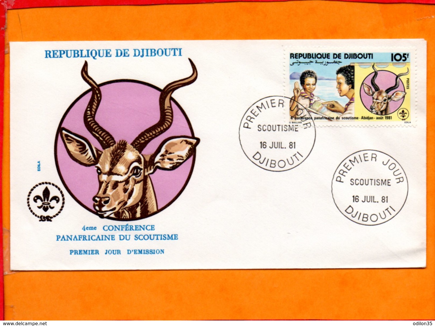 DJIBOUTI, Enveloppe Illustrée FDC, Timbre Scoutisme - Djibouti (1977-...)