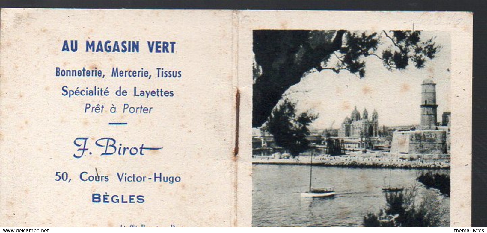 Bègles (33 Gironde) Calendrier 1957 Offert Par AU MAGASIN VERT  Bonneterie   Tissus (PPP13105) - Petit Format : 1941-60