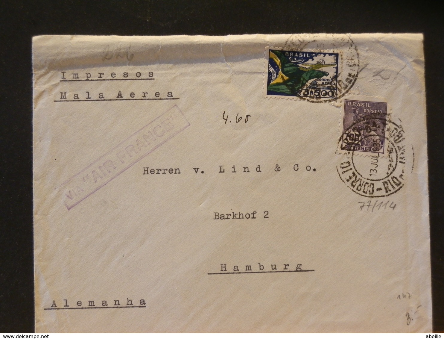 77/114  LETTRE POUR ALLEMAGNE IMPRESOS  1935 VIA AIR FRANCE - Lettres & Documents