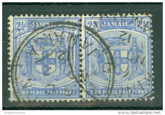 Jamaica: 1905/11   Arms    SG42    2&frac12;d    Pale Ultramarine     Used Pair - Jamaica (...-1961)