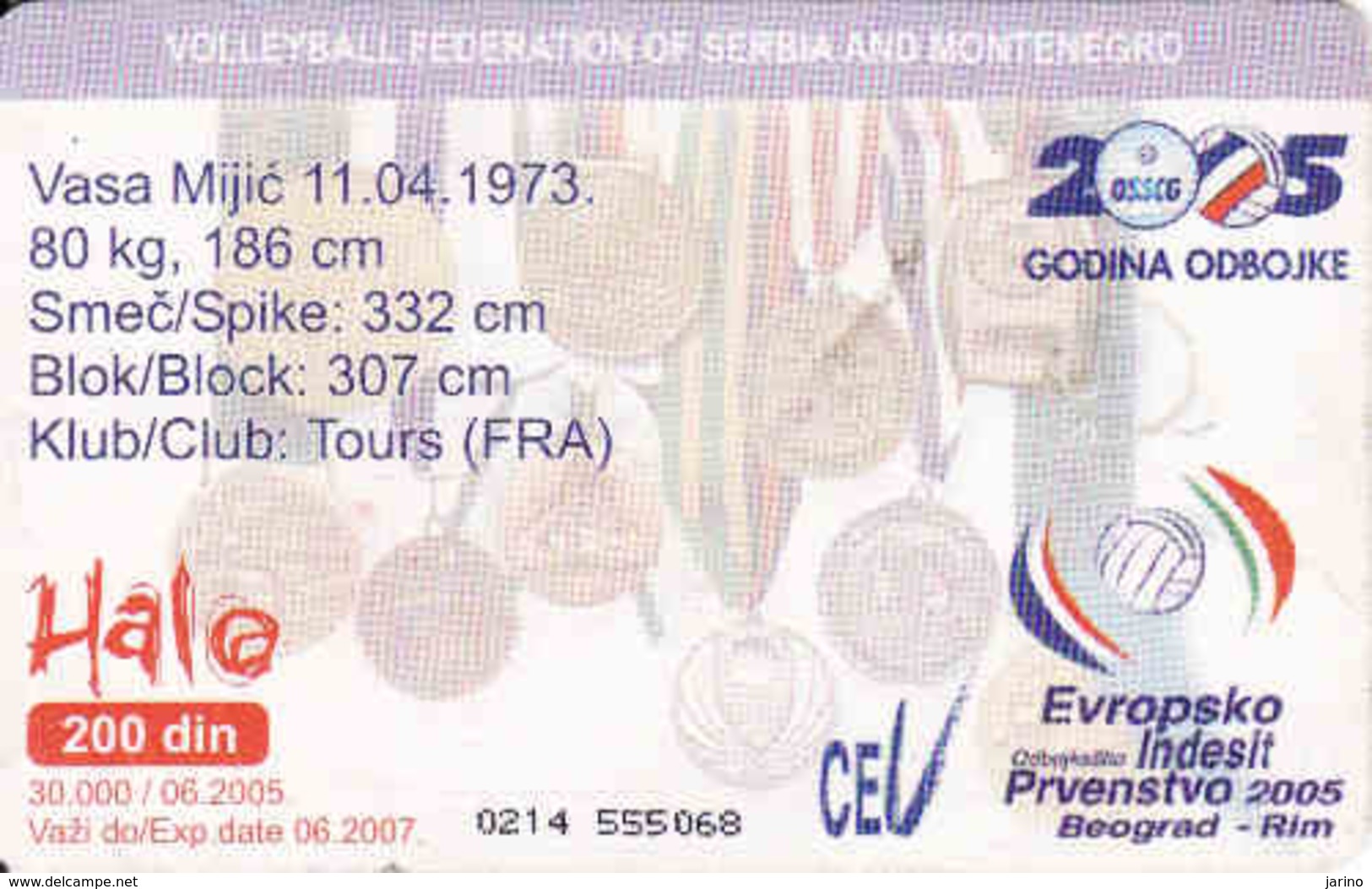 Serbia Telekom, Chip, Volleyball Vasa Mijič Club Tours France, Tirage 30 000 - Yougoslavie