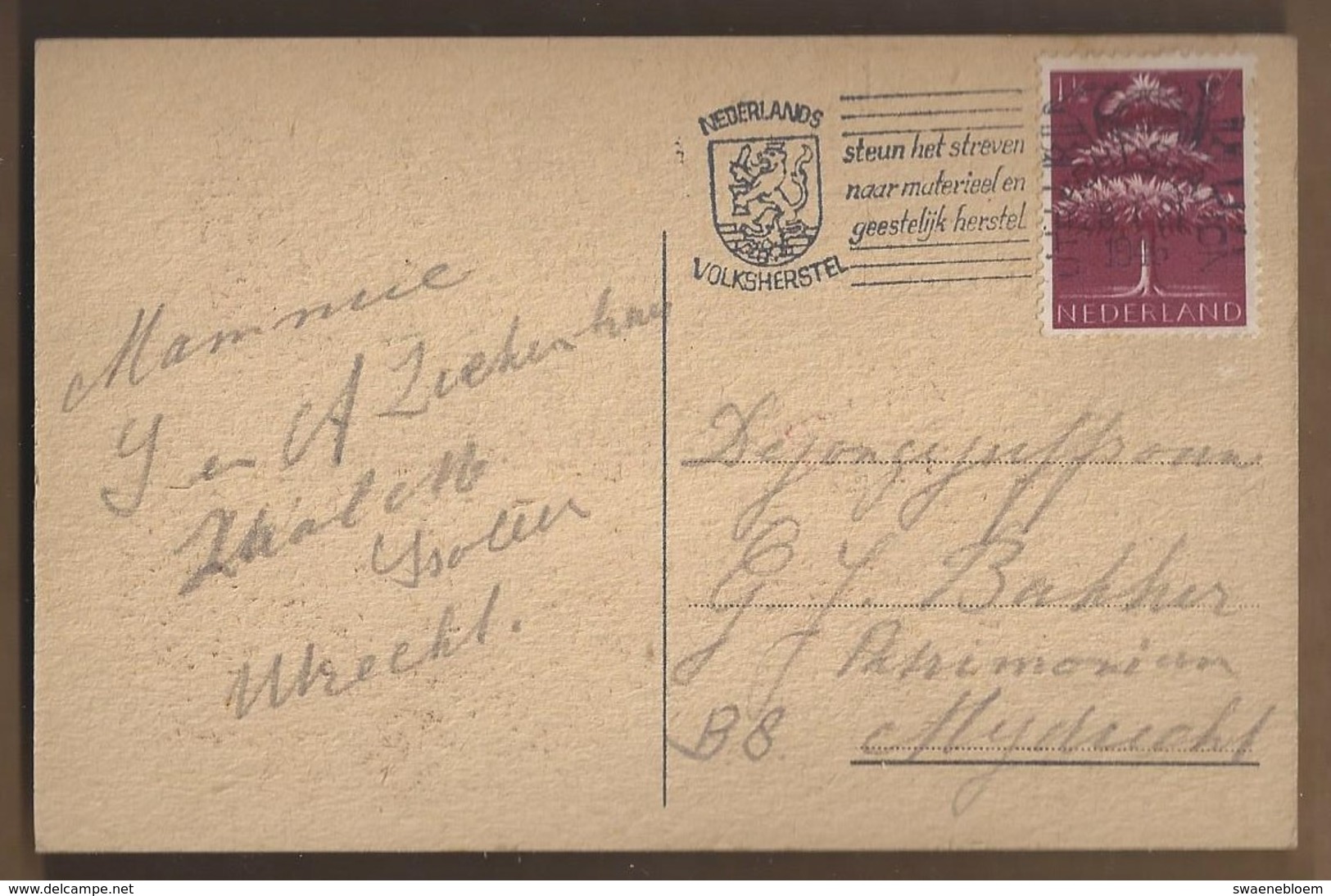 NL.- Meisje Met Hoed En Egel. Corina. Stempel Van Nederlands Volksherstel. 1946 - Taferelen En Landschappen