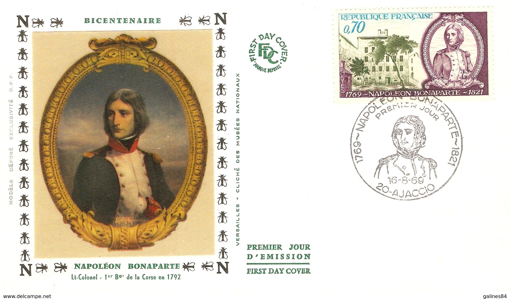 FDC Enveloppe 1er Jour Napoléon Bonaparte ( AJACCIO ) 1969 Timbre N°1610 - 1960-1969