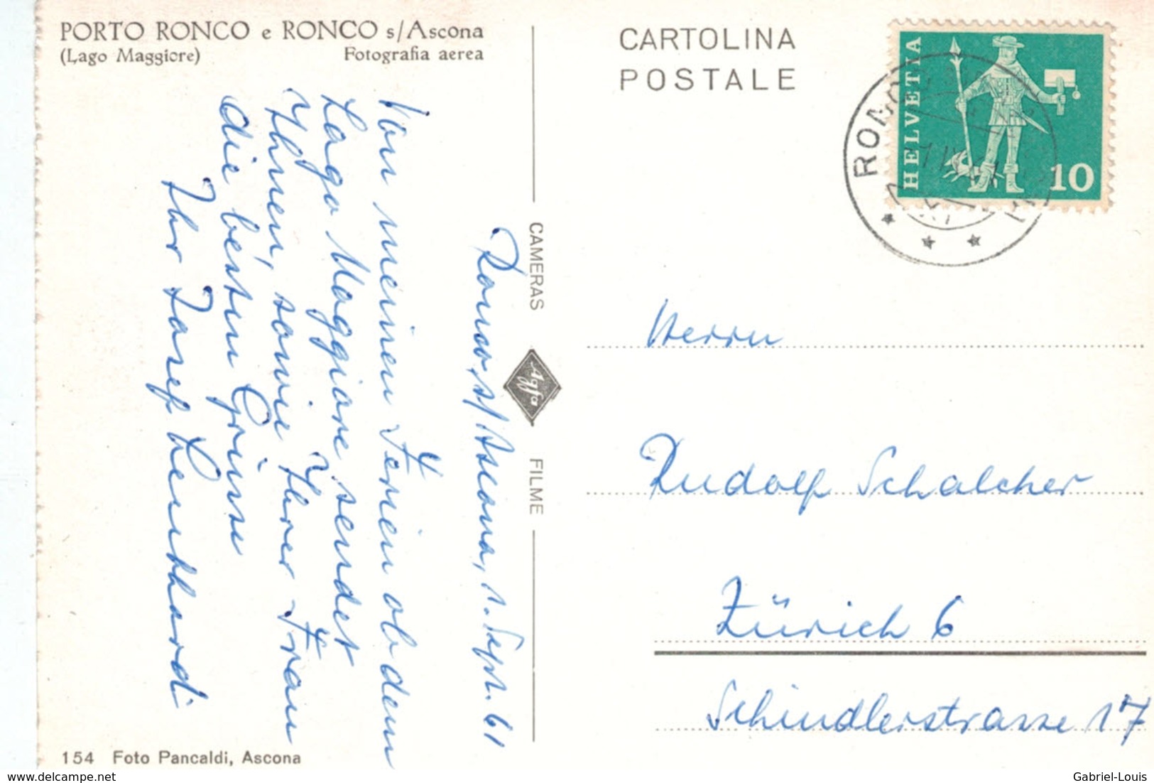 Porto Ronco E Ronco S/Ascona ( Carte 10 X 15 Cm) - Ronco Sopra Ascona