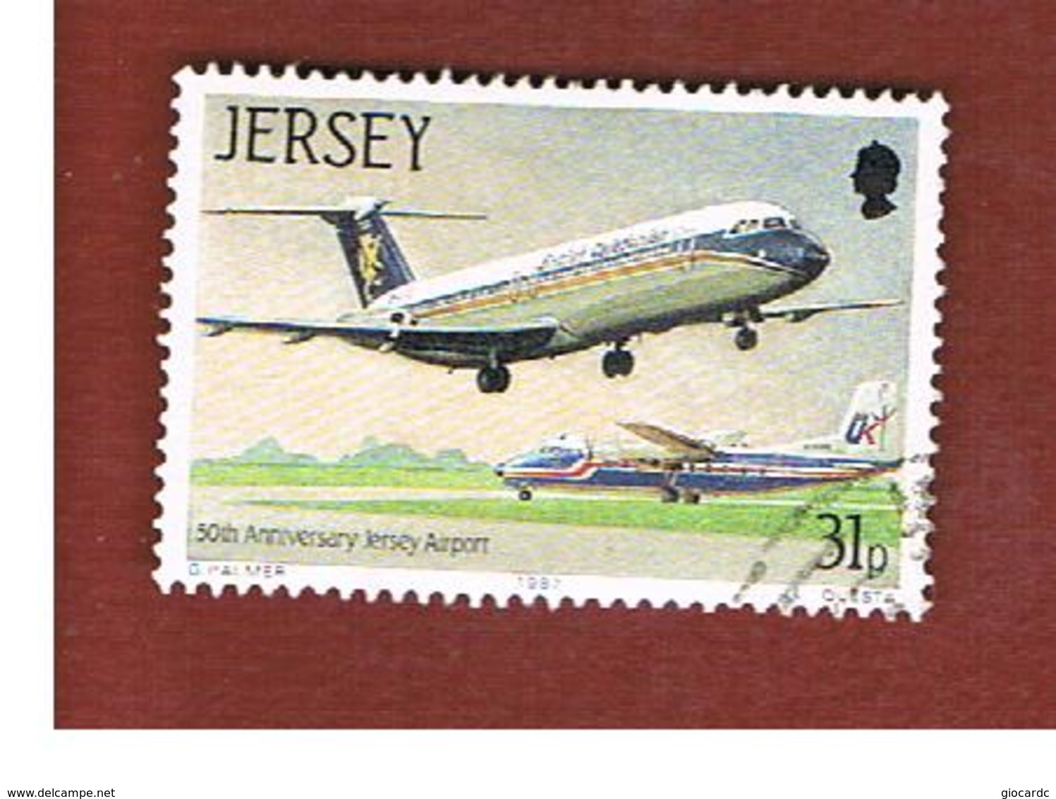 JERSEY  - SG 413    -   1987  JERSEY AIRPORT, AIRPLANES                                     -   USED - Jersey