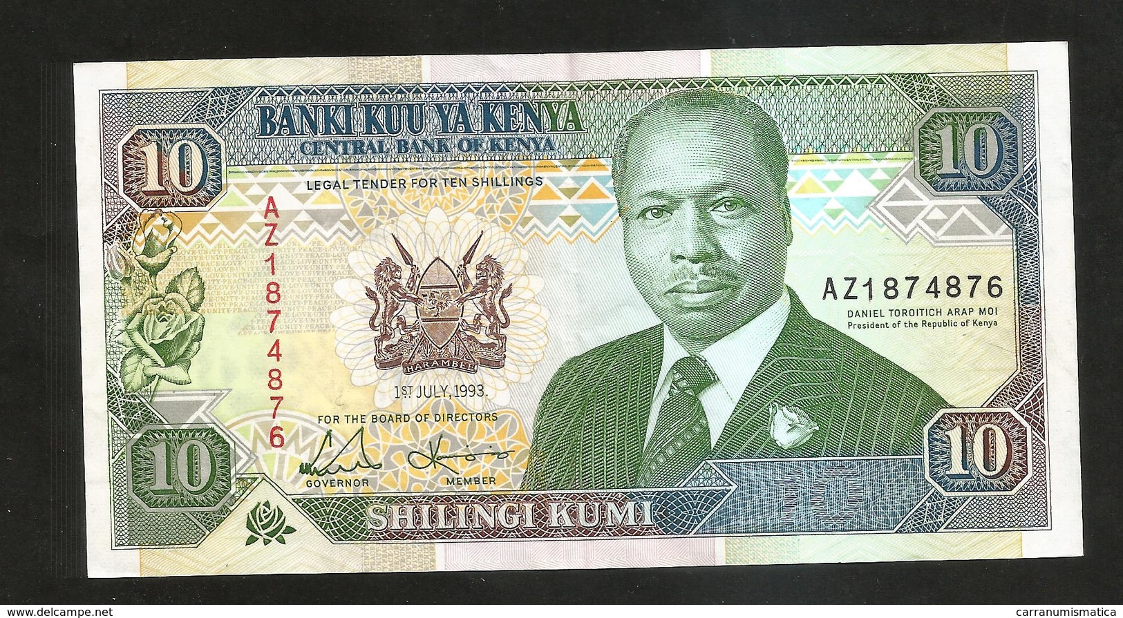 KENYA - CENTRAL BANK Of KENYA - 10 SHILLINGS (1993) - D. TOROITICH ARAP MOI - Kenia