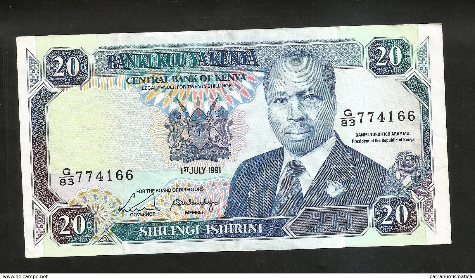 KENYA - CENTRAL BANK Of KENYA - 20 SHILLINGS (1991) - D. TOROITICH ARAP MOI - Kenia