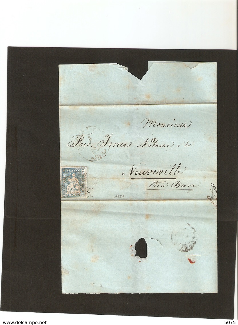 1858 Z23C  10cs Bleu Fil Rouge - Lettres & Documents