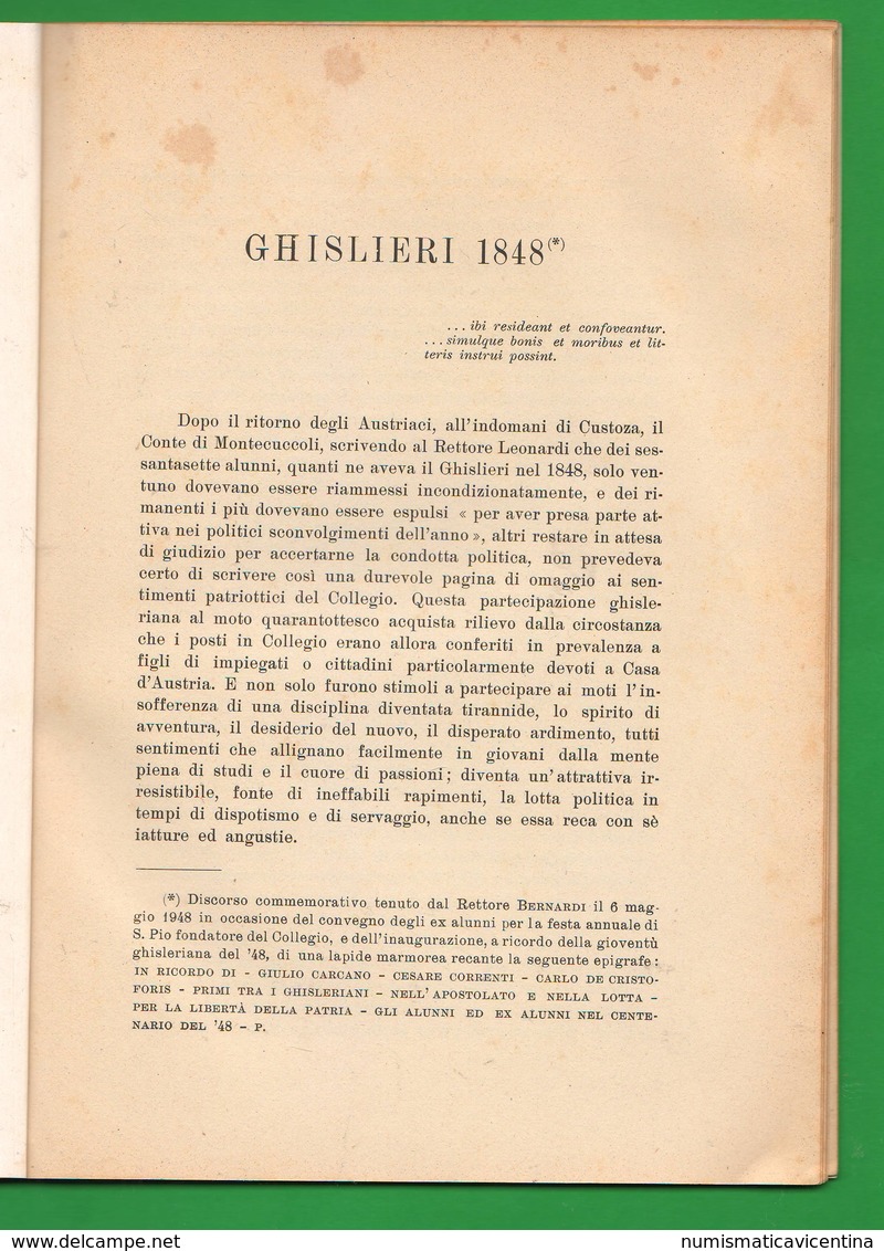 Ghislieri 1848 Pavia Collegio Libretto - Storia, Filosofia E Geografia