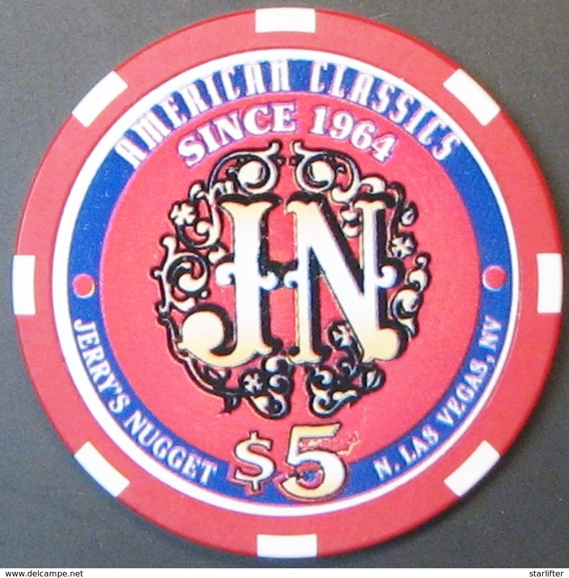 $5 Casino Chip. Jerry's Nugget. N. Las Vegas, NV. 1964 Corvette, Only 1000 Made. C89. - Casino