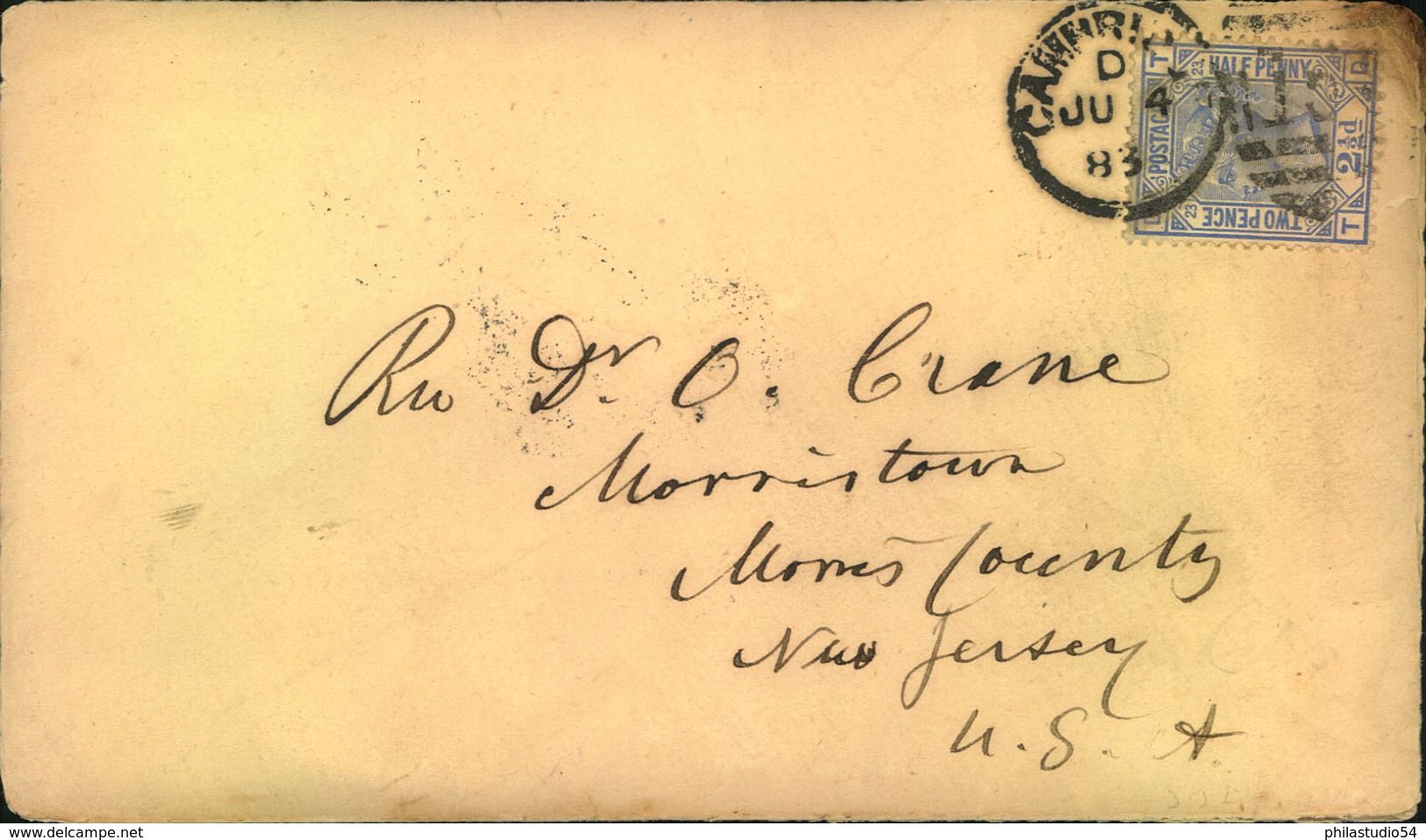 1883, Letter With Content From CAMBRIDGE To New York Franked 2 1/2 D Plate No. 23 - Unclassified