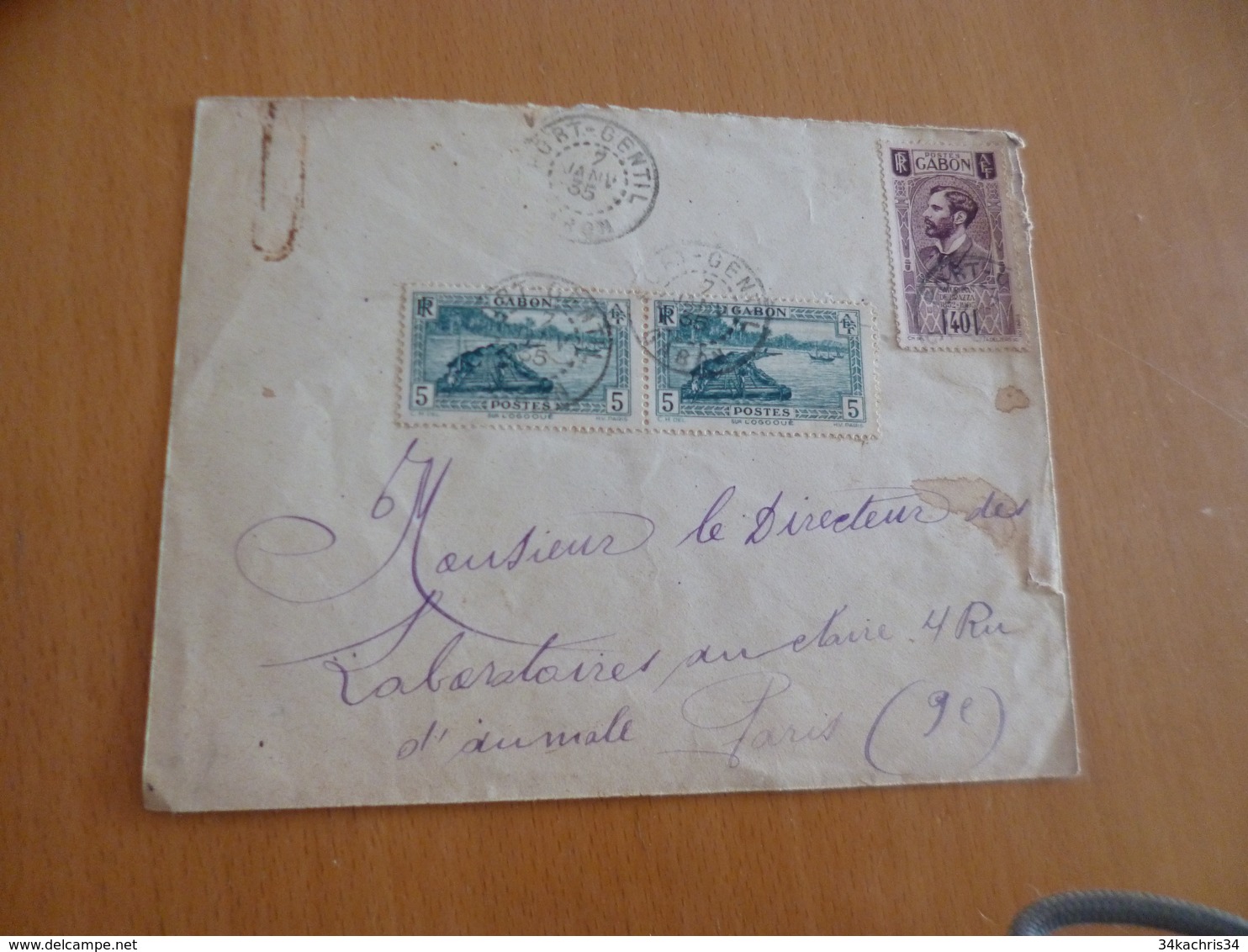 Lettre France Colonies Françaises Gabon Port Gentil Pour Paris 0701/1935 3 TP Anciens - Cartas & Documentos