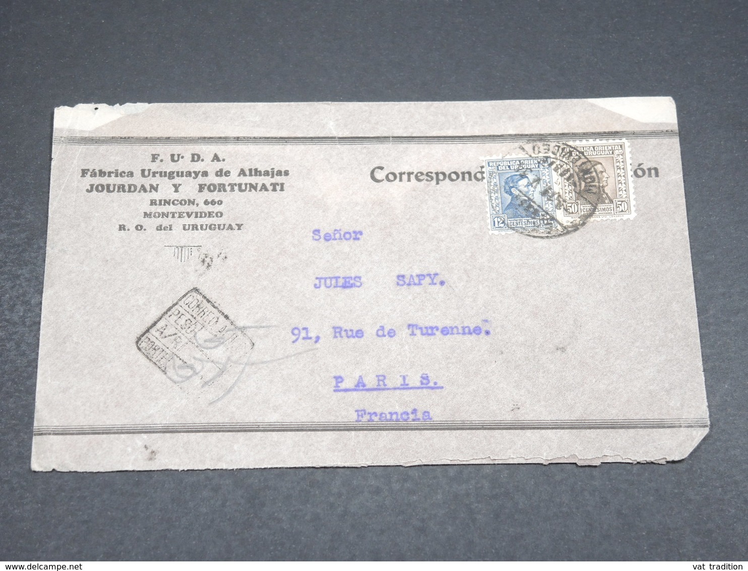 URUGUAY - Enveloppe Commerciale De Montevideo Pour La France En 1934  - L 18162 - Uruguay