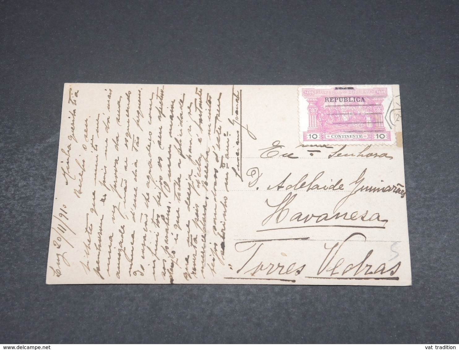 PORTUGAL - Carte Postale Pour Torres Vedras En 1910 , Affranchissement Plaisant - L 18166 - Lettres & Documents