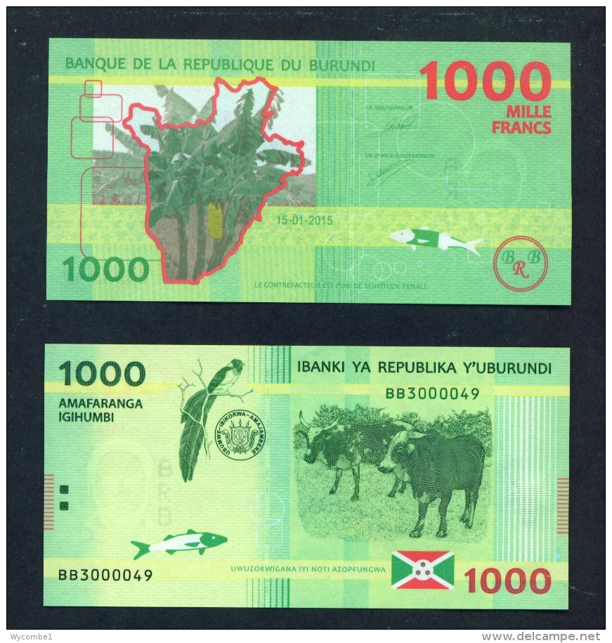 BURUNDI  -  2015  1000 Francs  UNC  Banknote - Burundi