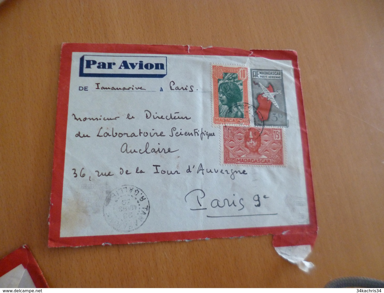 Lettre France Colonies Françaises Tananarive Pour Paris 23/03/1939 2 TP Mixte Sur Entier - Covers & Documents