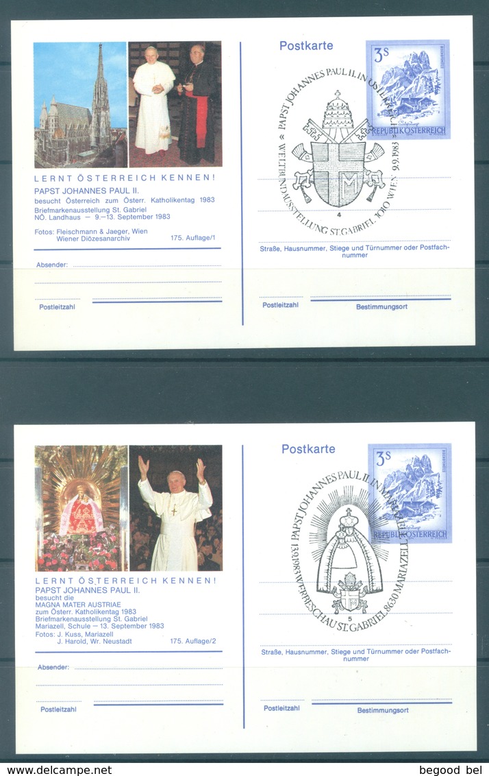 AUSTRIA  - 09.1983 - JOHANNES PAU II -  175 AUFLAGE/1 UND 2 -  Lot 16978 - Autres & Non Classés