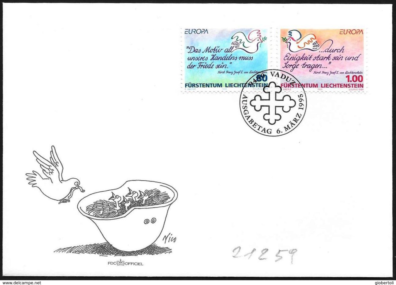 Liechtenstein: FDC, Pace E Libertà, Paix Et Liberté, Peace And Freedom - 1995