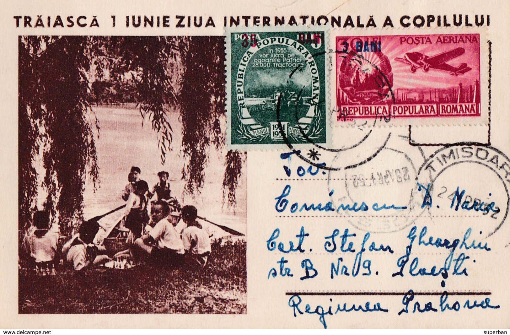 ÉCHECS / CHESS : ENFANTS JOUANT AUX ÉCHECS En ROUMANIE / CHILDREN PLAYING CHESS In ROMANIA ~ 1950 - '52 - RRR ! (ab778) - Scacchi