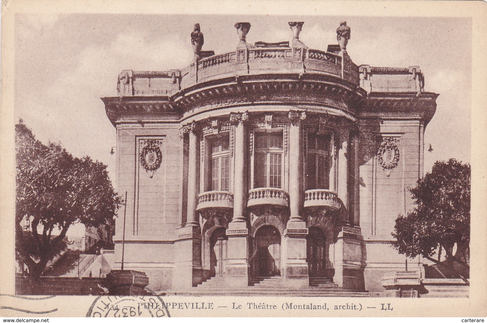 AFRIQUE,ALGERIE,PHILIPPEVILLE  ,SKIKDA En 1932,vue Sur Le Théatre,BELLE ARCHITECTURE,RARE - Skikda (Philippeville)