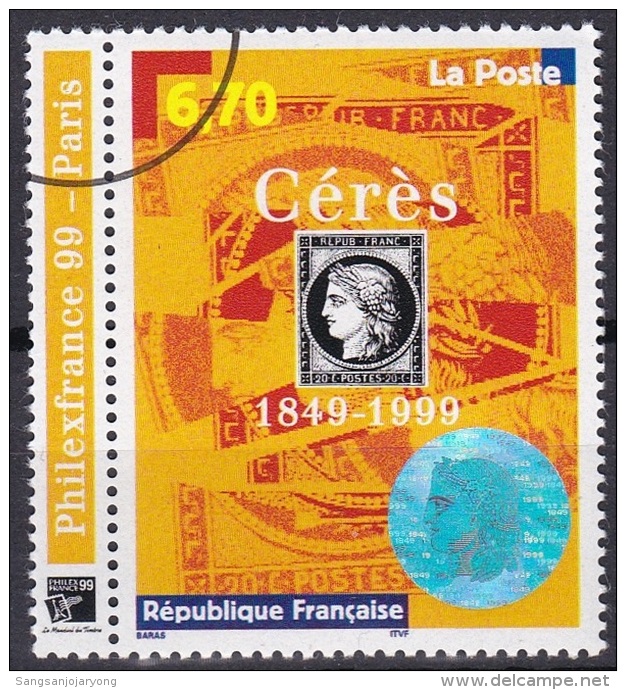 Specimen, France Sc2732 Cerse, Postage Stamps 150th Anniversary, Hologram, Hologramme - Hologrammes