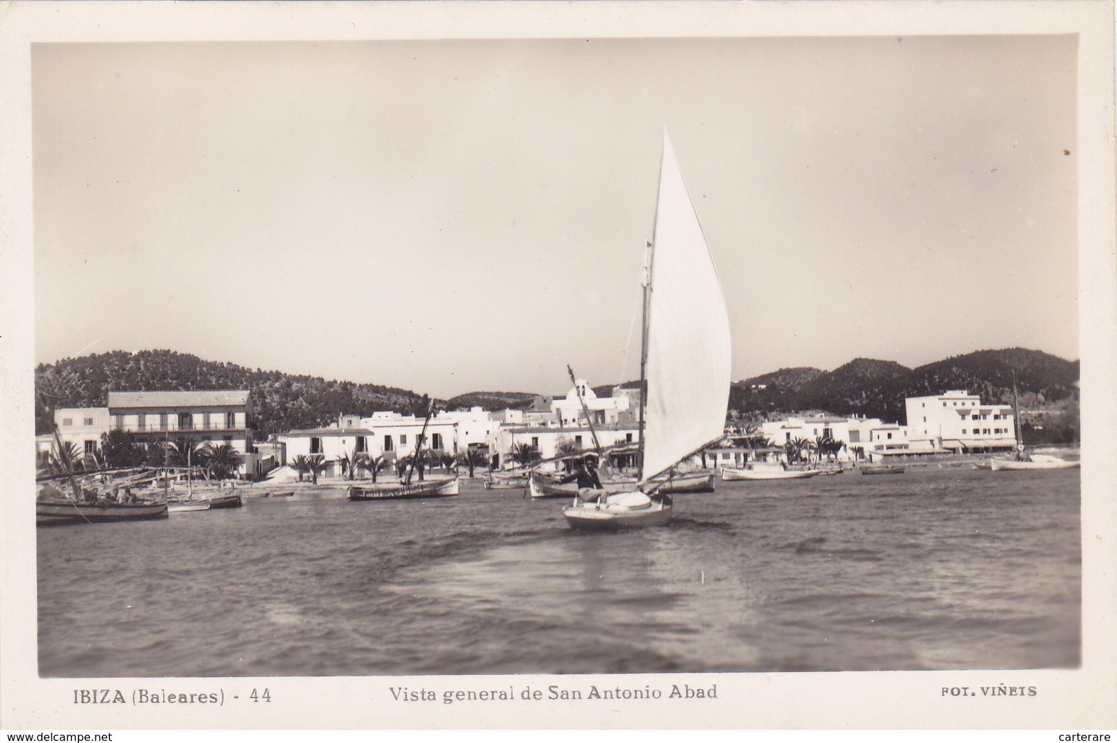 Espagne,spain,islas Baleares,IBIZA,san Antonio Abad,vista ,vue Sur La Mer,et Les Fetards Déja,rare,voilier,pécheur - Ibiza