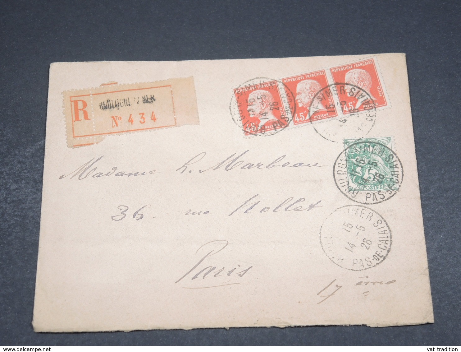 FRANCE - Enveloppe En Recommandé De Boulogne Sur Mer Pour Paris En 1926 , Affranchissement Plaisant - L 18251 - 1921-1960: Modern Period