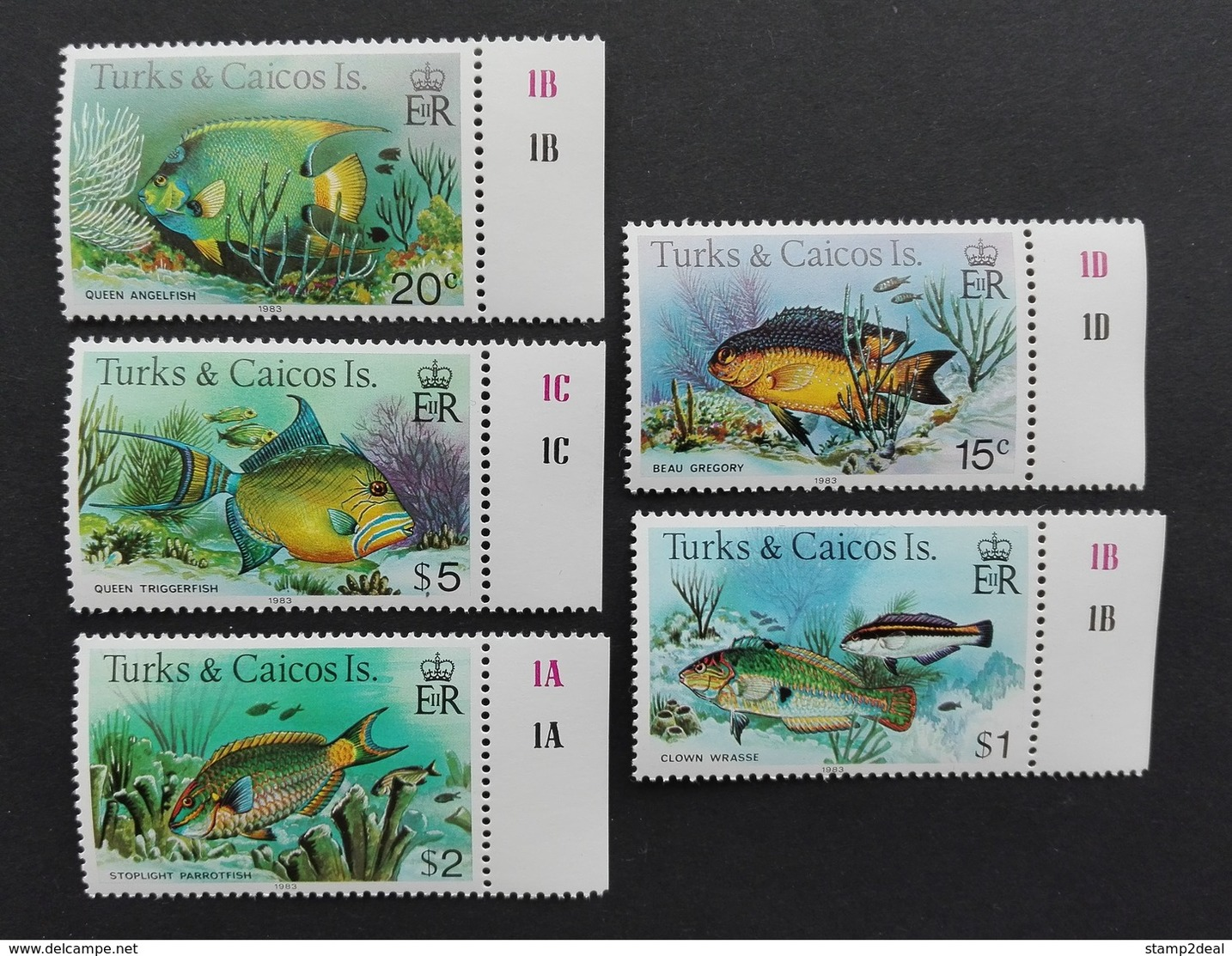 Turks Caicos 1983** Mi.413, 414, 417-19 III Fishes MNH [21;114] - Poissons