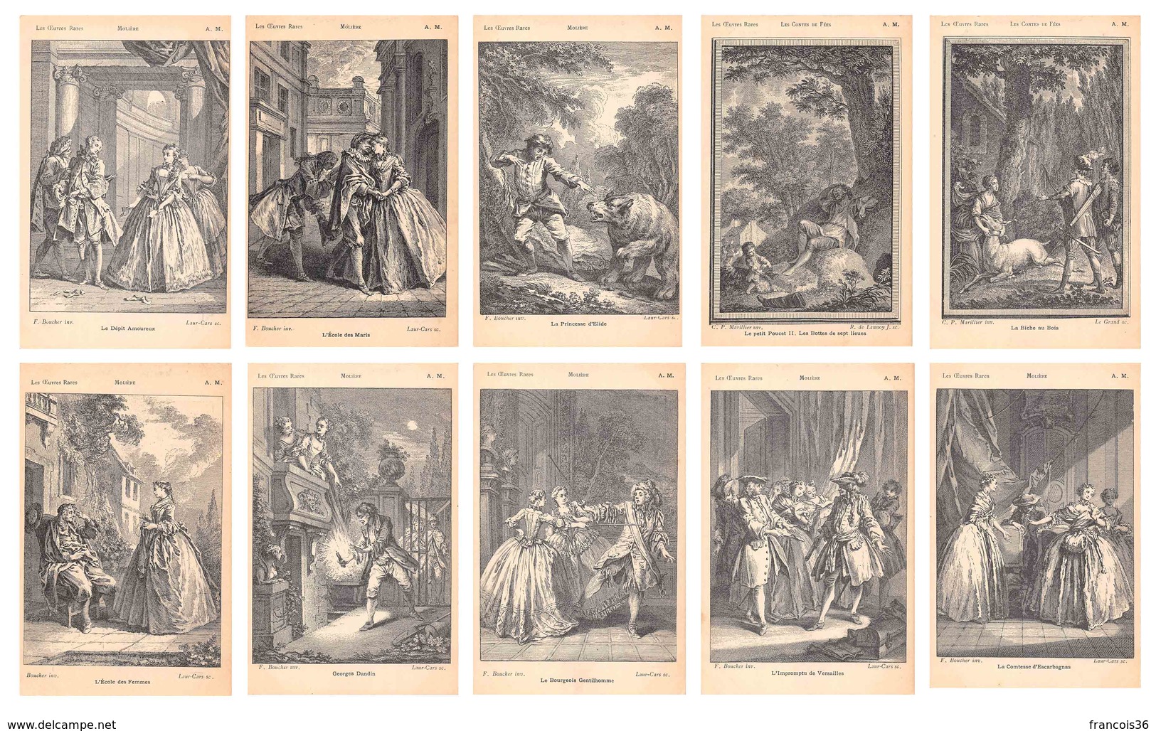 Lot De 30 CPA Série Les Œuvres Rares - Molière Et Les Contes De Fées - Gravures - Autres & Non Classés