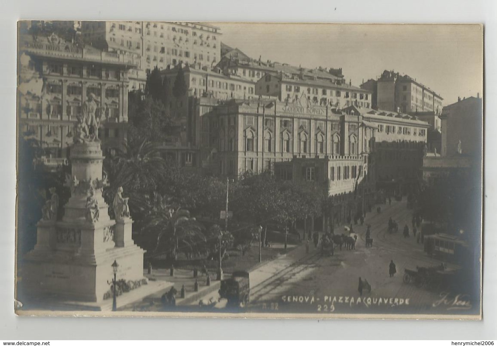 Italie Italy Italia  Genova Carte Photo Piazza Acquaverde   Tram Tramway Diligence - Genova (Genua)